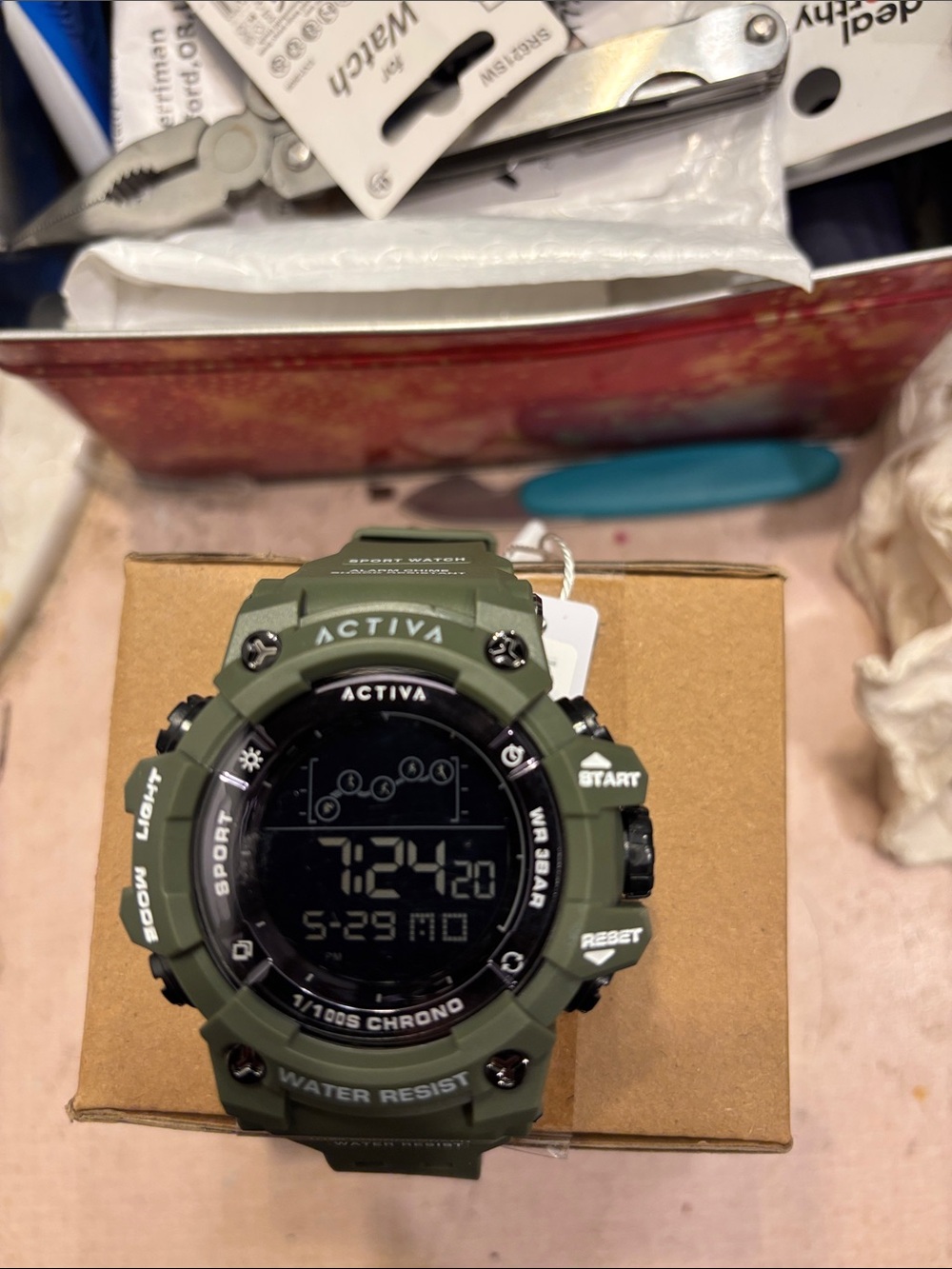 Ativa Olive Green Digital Sport Watch with Black Dial